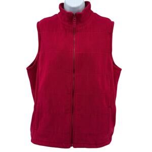 Lands' End Soft Fleece Vest WMNS XL Berry Pink Full Zip Stand Collar Sleeveless